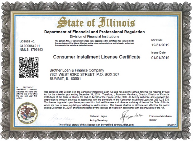Illinois license and/or registration
