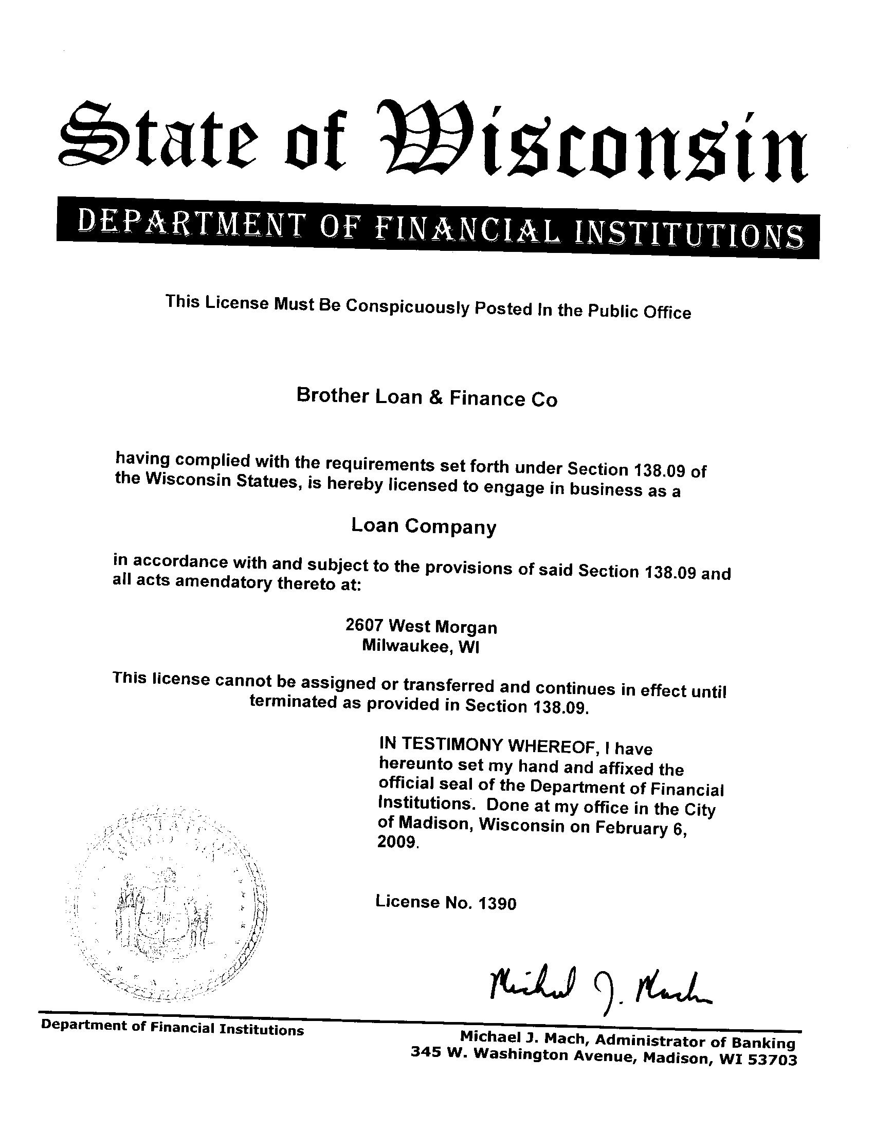 Wisconsin license and/or registration